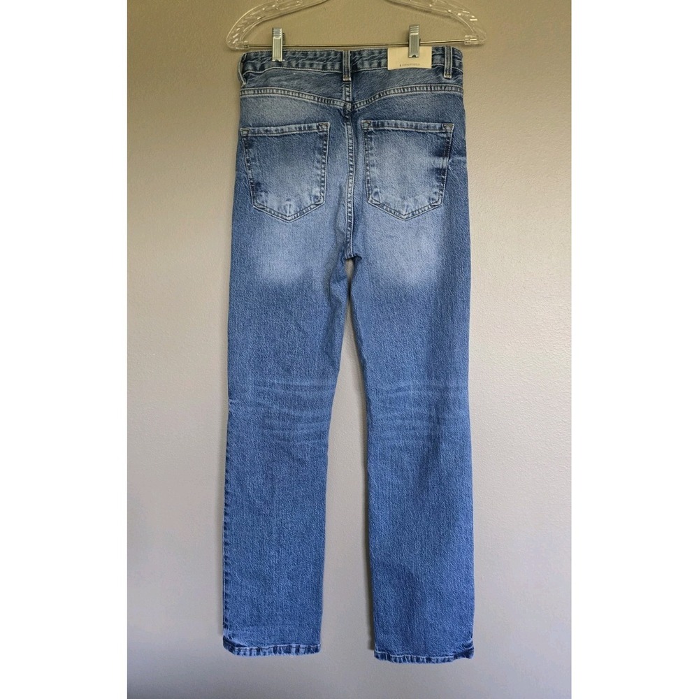 Stradivarius Slim Fit High Waist Straight Jeans 4 Medium Wash 90s Capsule - Picture 6 of 11